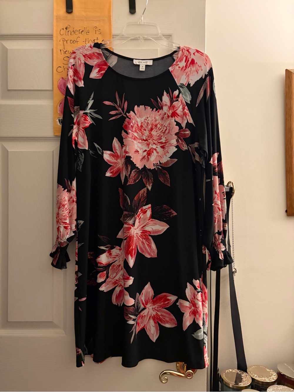 Nine West Black Dress with Pink Floral Print